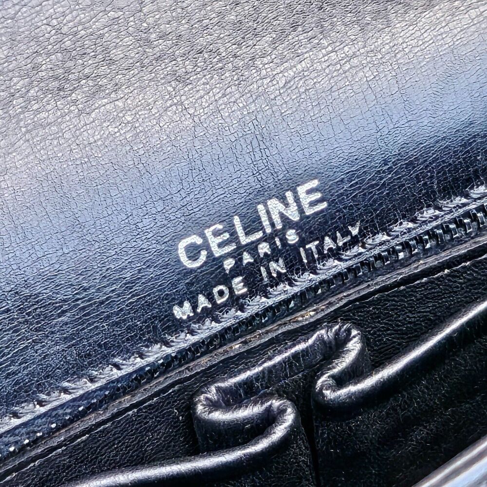 Vintage CELINE Horse Carriage Black Italy Leather Shoulder Bag - Picture 7 of 12